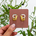Triple Bar Stacked Hoop Earrings