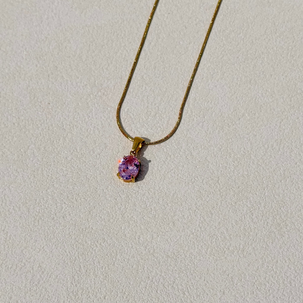 Rosalie Pink Solitaire Necklace