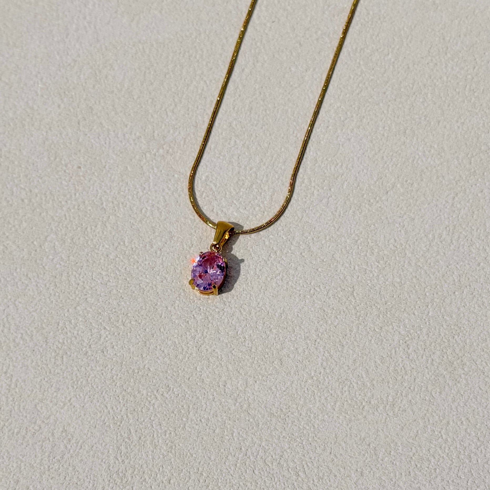 Rosalie Pink Solitaire Necklace