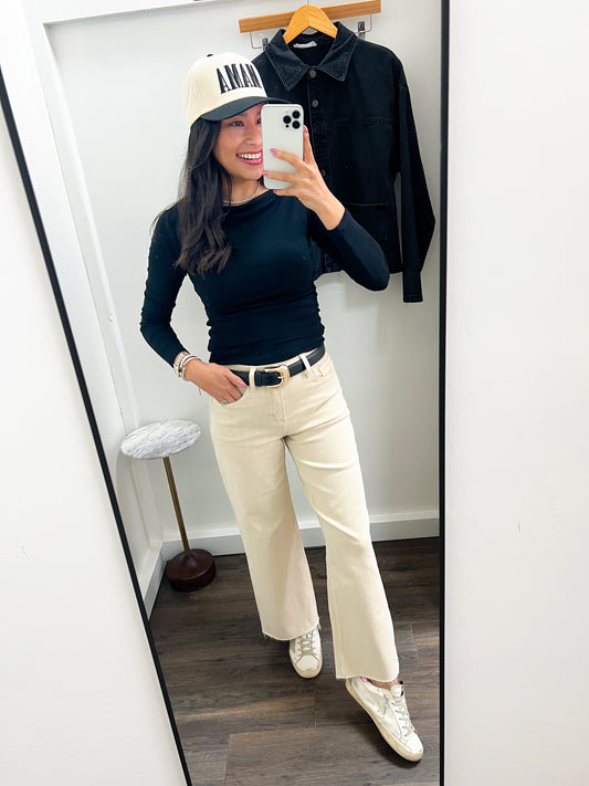 White Swan Crop High Rise Jeans