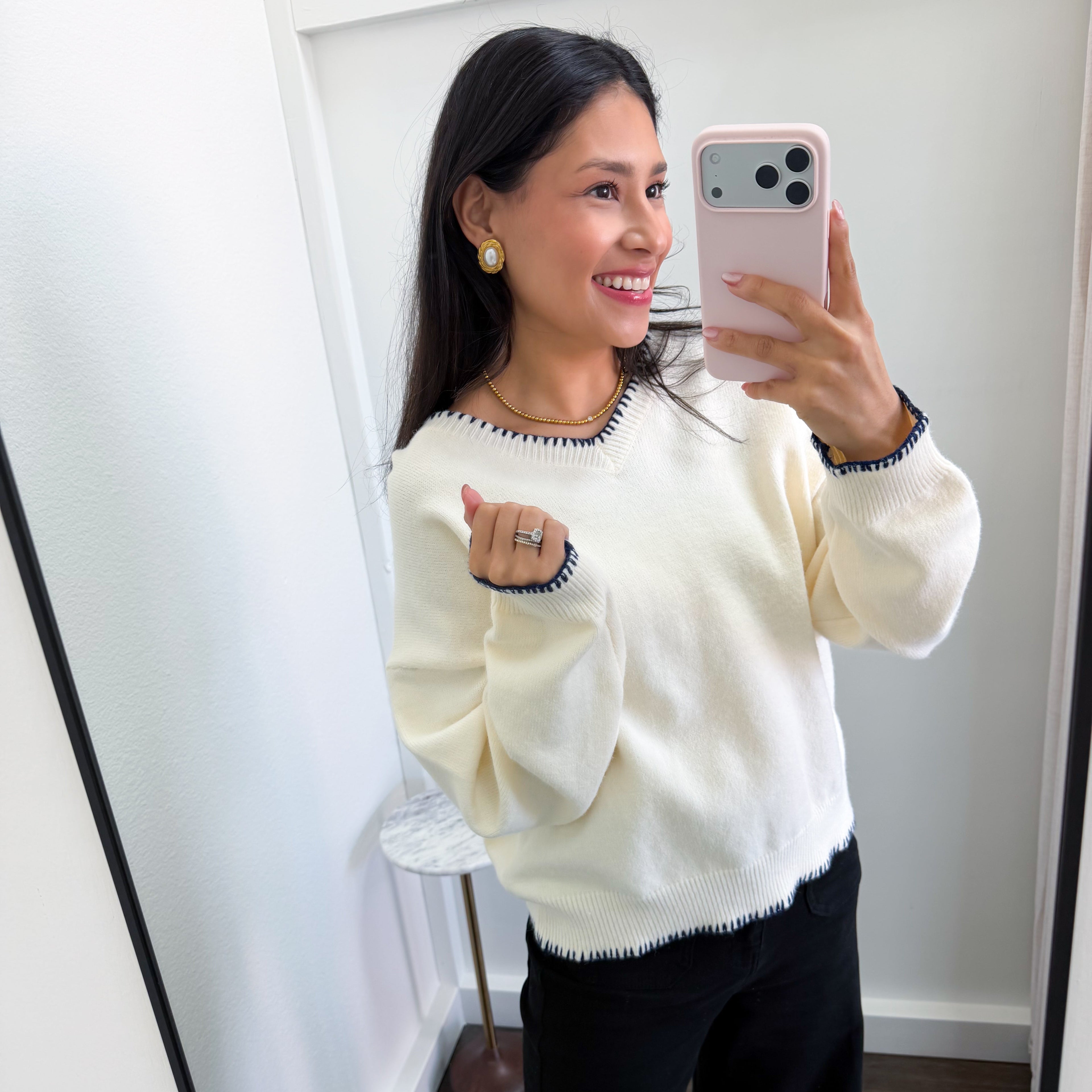 Navy Stitch Sweater