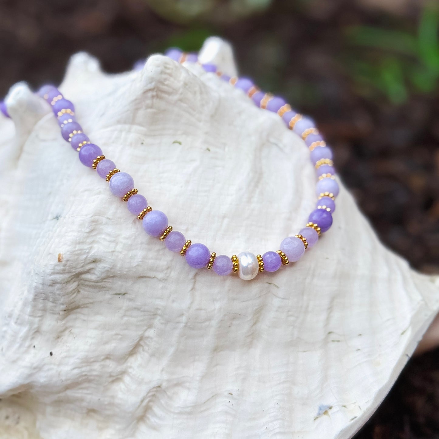 Purple + Gold Pride Beaded Necklace