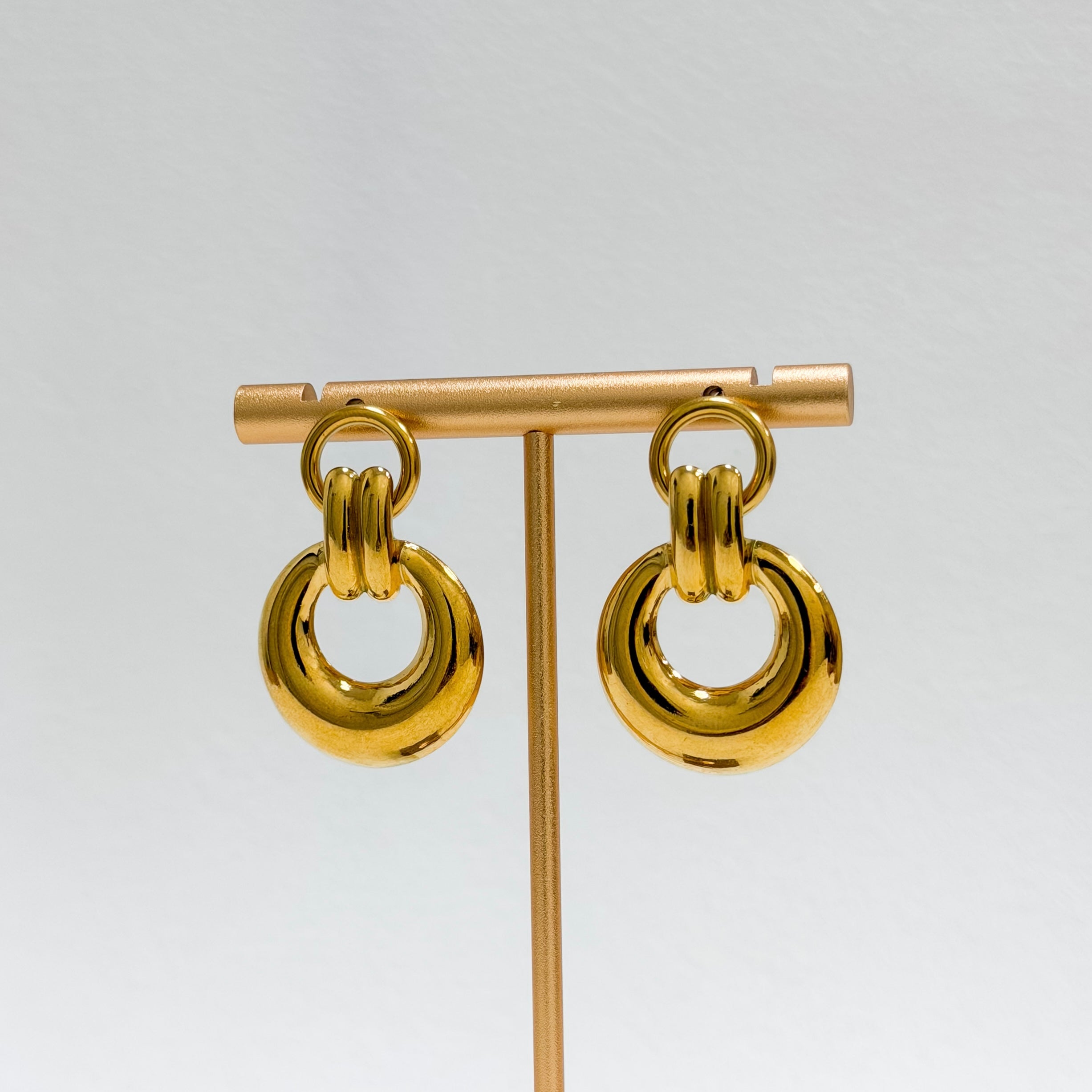 Golden Orbit Link Statement Earrings