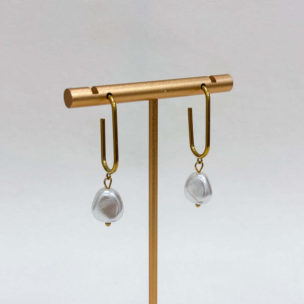 Modern Pearl Hook Drop Earrings