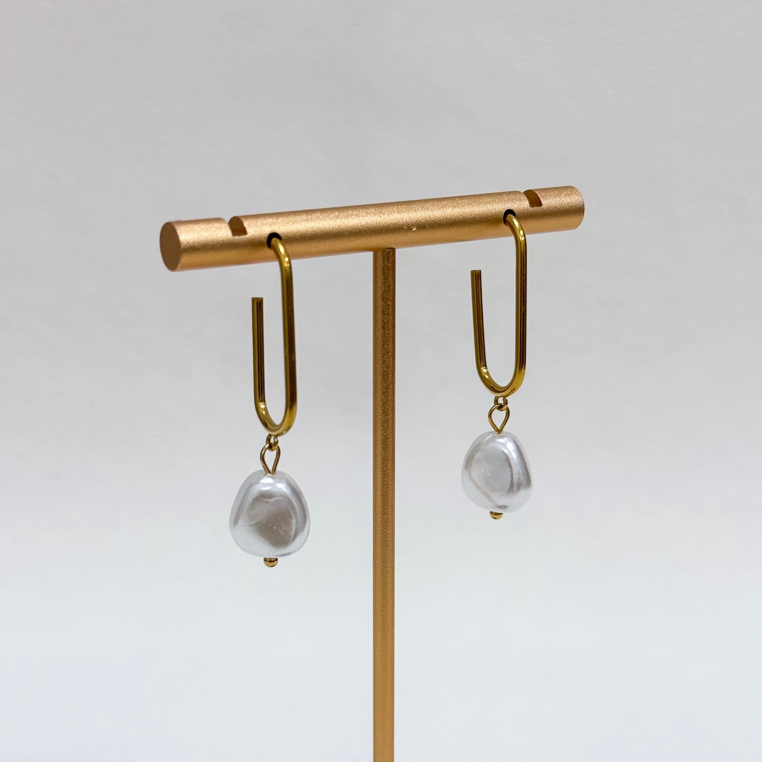 Modern Pearl Hook Drop Earrings