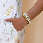 Golden Pearl Accent Bead Bracelet