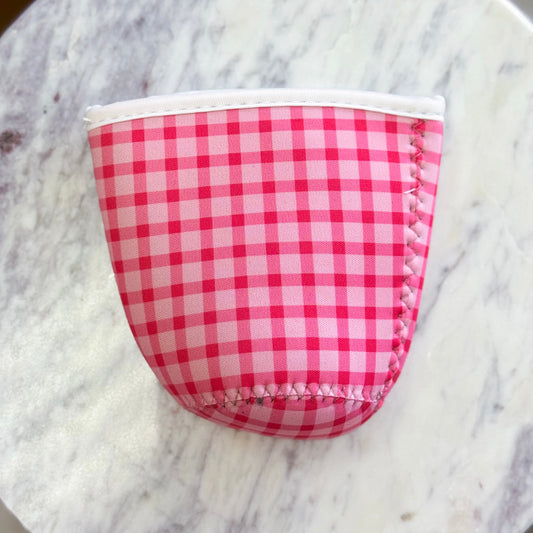 Pink Gingham | Reusable Coffee Sleeve
