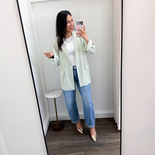 Gingham Sage Blazer