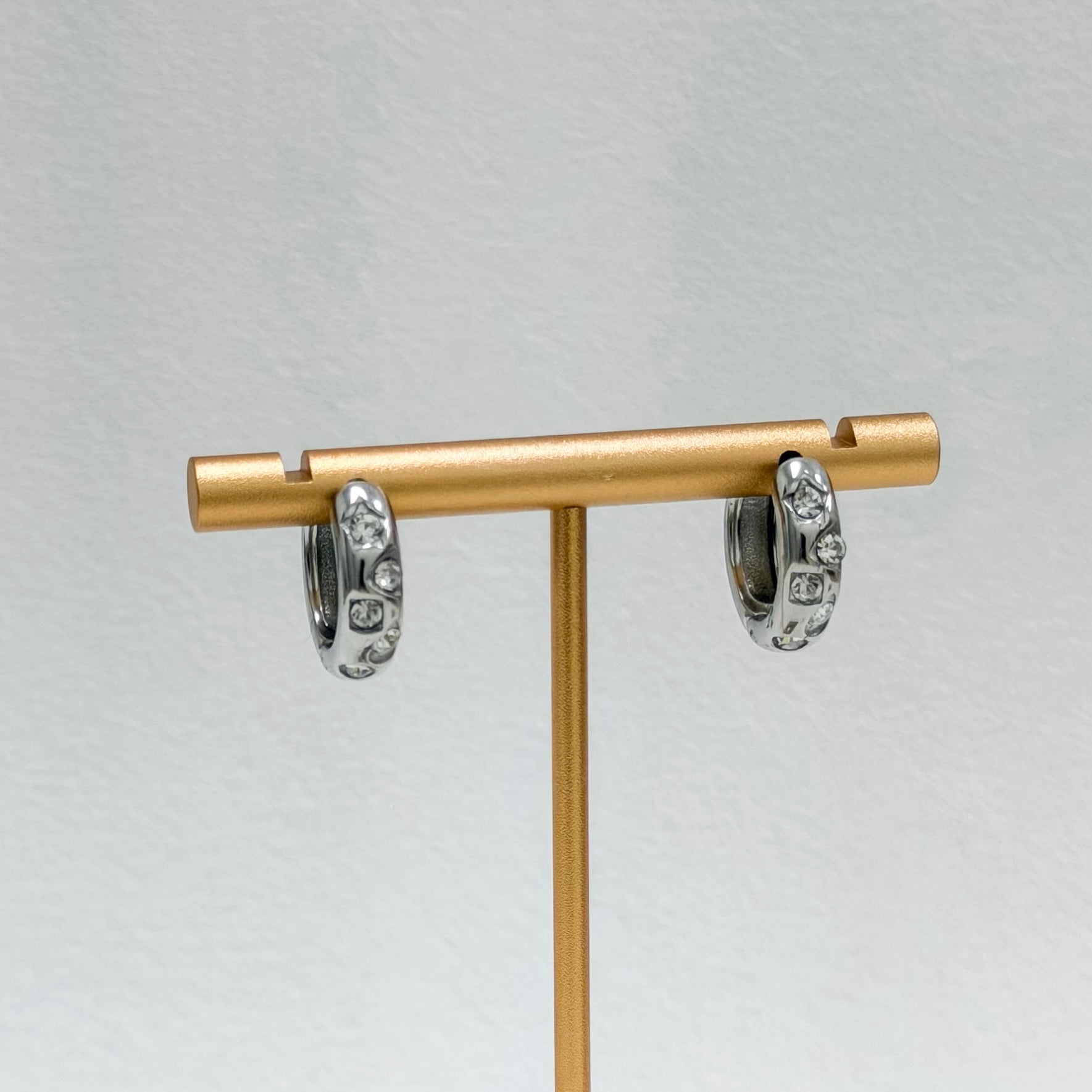 CZ Accent Mini Hoop Earrings