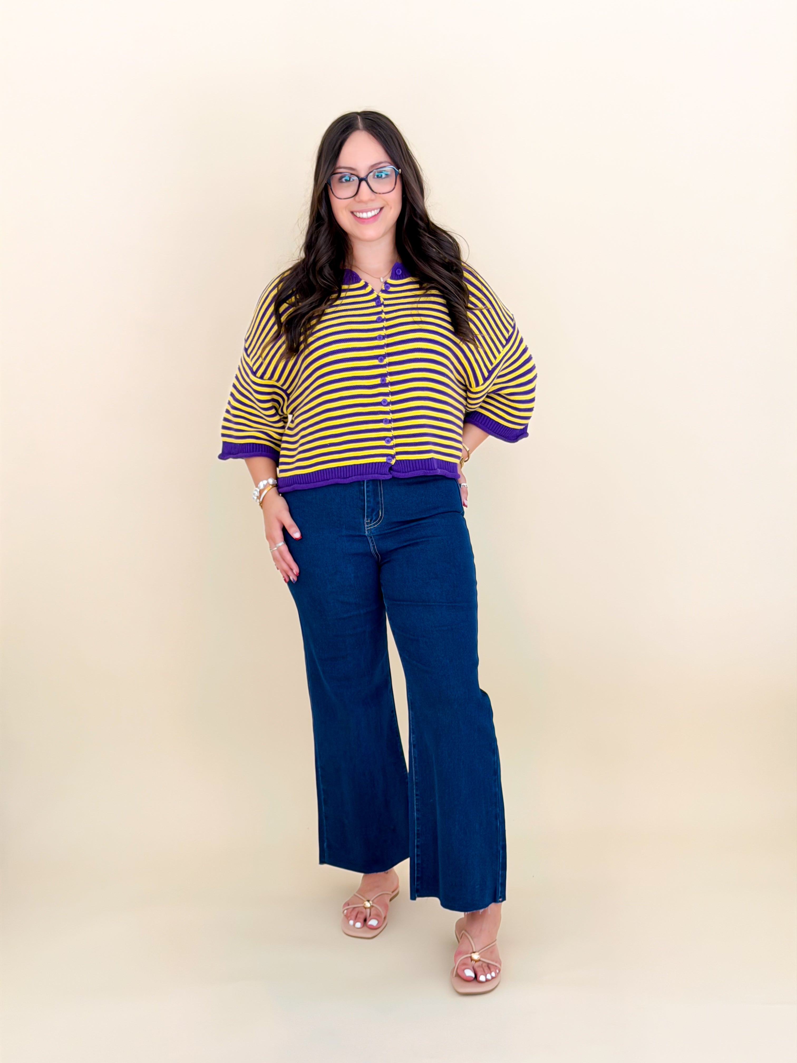 Home Team Cardigan - Purple & Gold