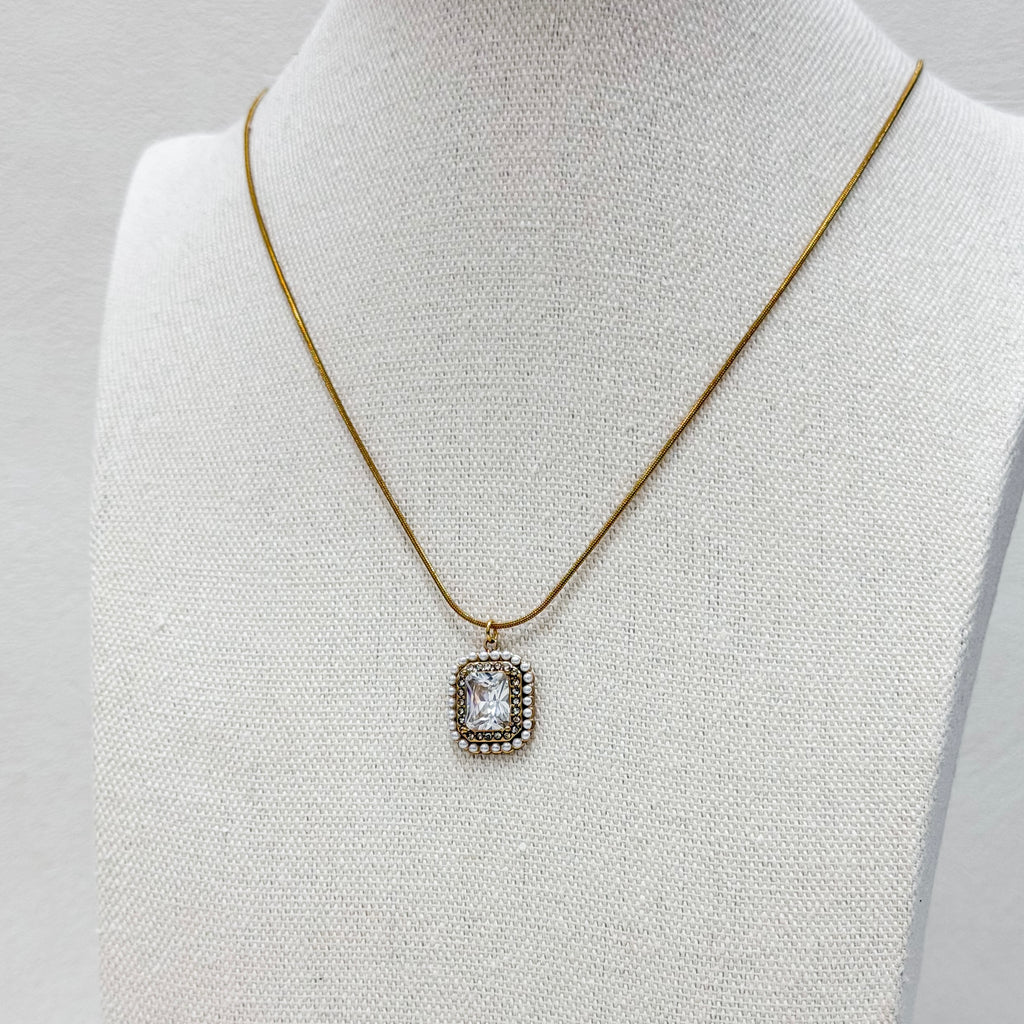 Aurielle Pearl Frame Pendant Necklace