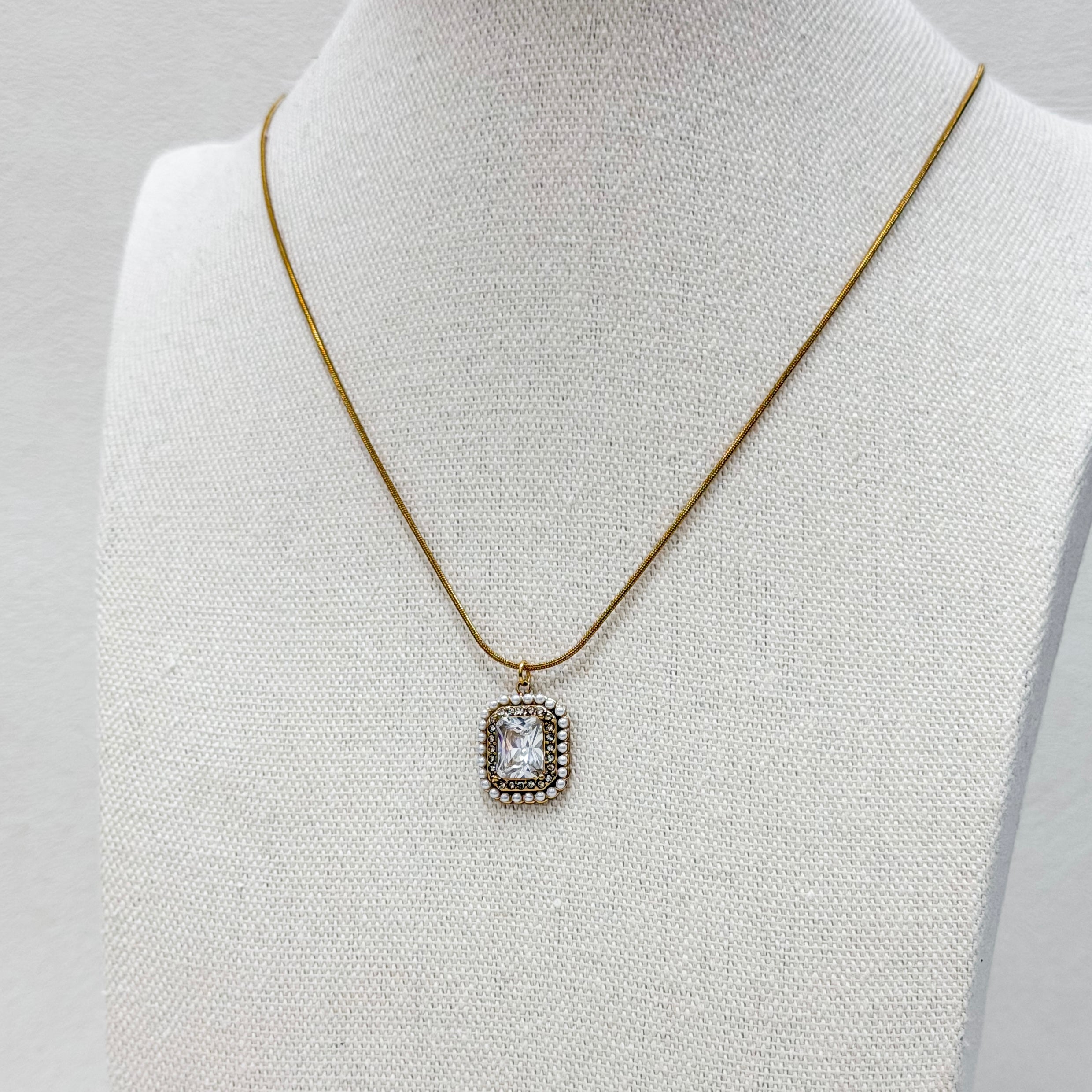 Aurielle Pearl Frame Pendant Necklace