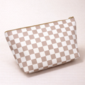 Ivory Checkered Cosmetic Bag