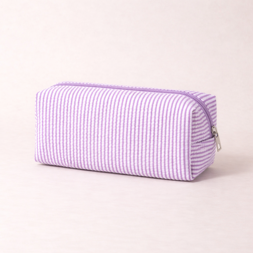 Color Block Striped Makeup Pencil Pouch