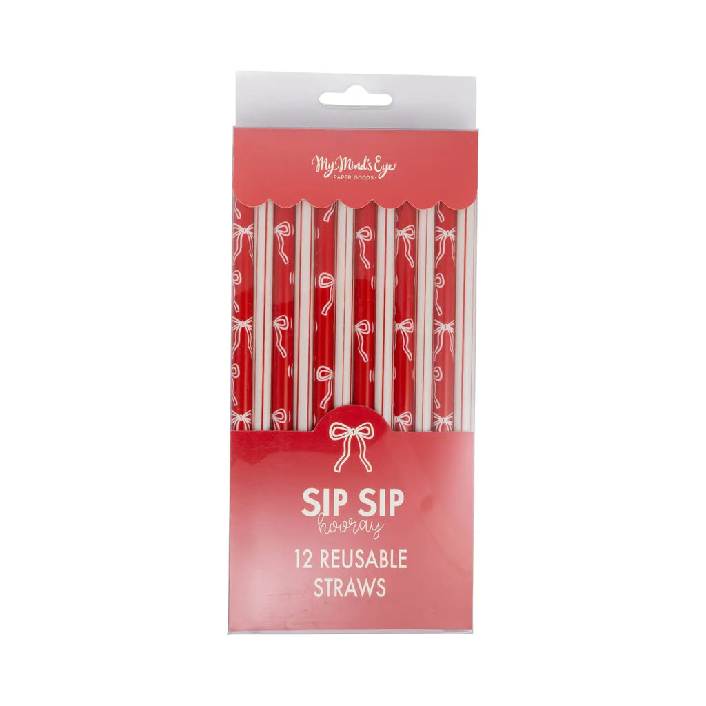 Bows and Stripes Reusable Straws