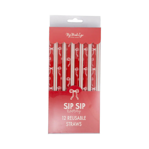 Bows and Stripes Reusable Straws