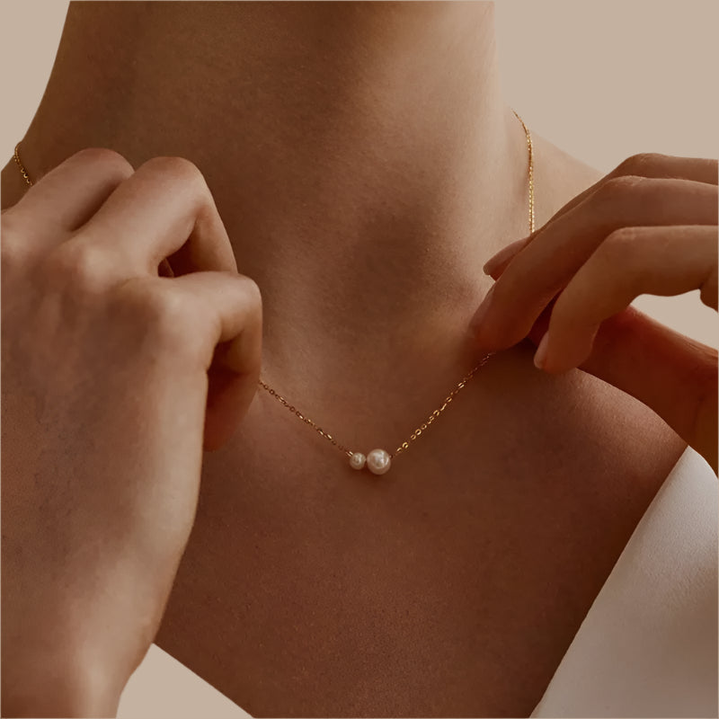 Delicate Twinset Pearl Necklace