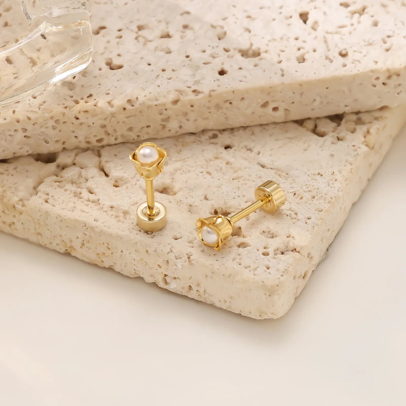 Petite Pearl Flower Stud Earrings